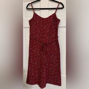 LOFT Dress in Red with Floral Design